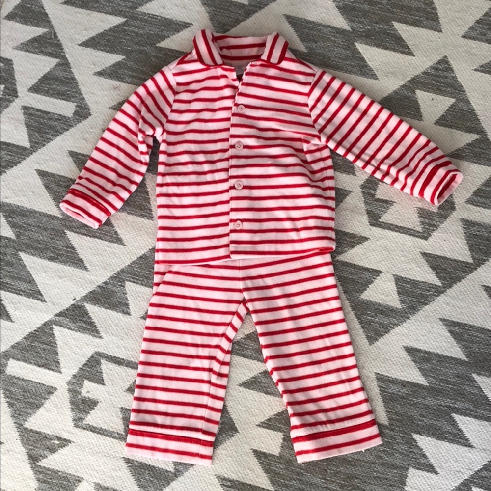Red and light pink striped pajamas
